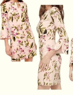 White House Black Market Blush Pink Floral Scoop-Neck Top